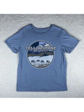 Yellowstone TV Show Womens Small Blue Graphic Tshirt Cropped Paramount Plus